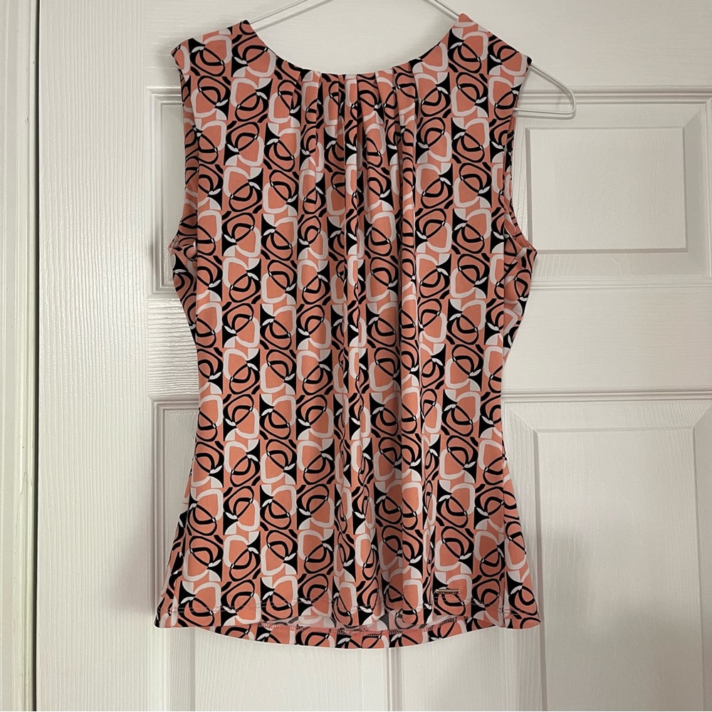 Stylish Calvin Klein Pink/Peach and Black Sleeveless Top